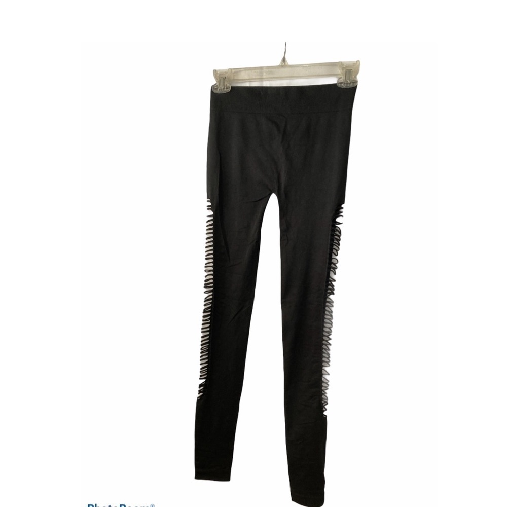 Black Leggings With Cut Outs On Both Sides Large Summer Outdoor Casual